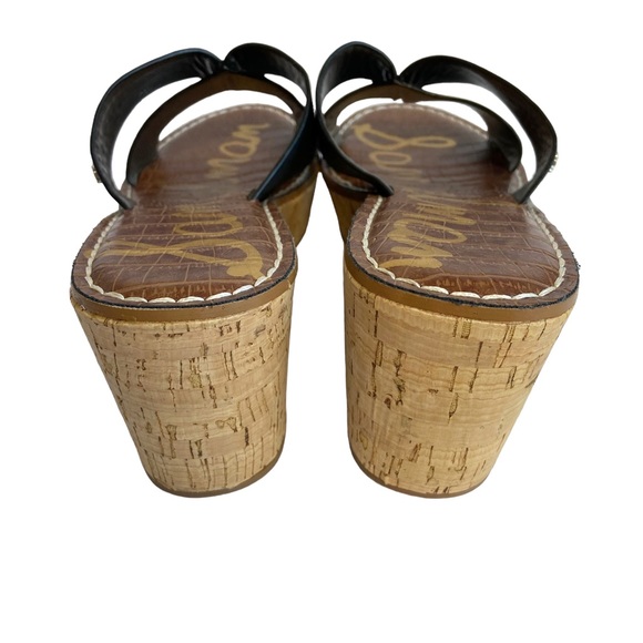 Sam Edelman Remini Black Leather Wedge Sandals Size 9 - Picture 6 of 8